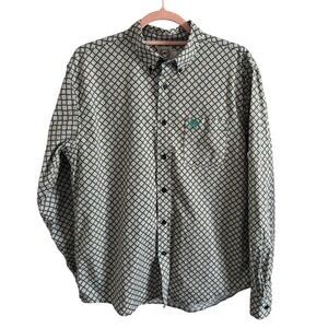 Cinch Boys XXL 16-18 Western Style Cowboy Button Down Shirt Geometric Teal